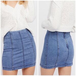Free People Modern Femme Denim Skirt 6 blue